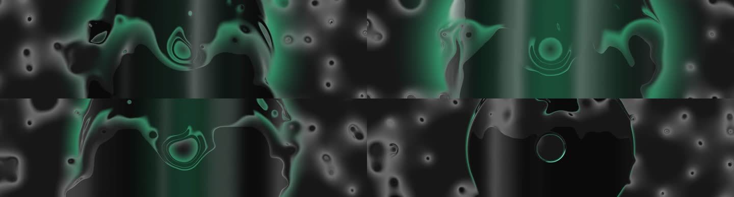 宽屏流体绿色黑白液态融合金属背景投影3
