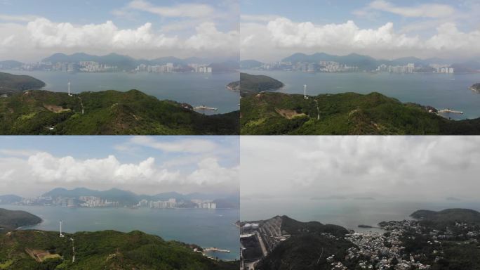 香港海边城市、度假村航拍、灯塔
