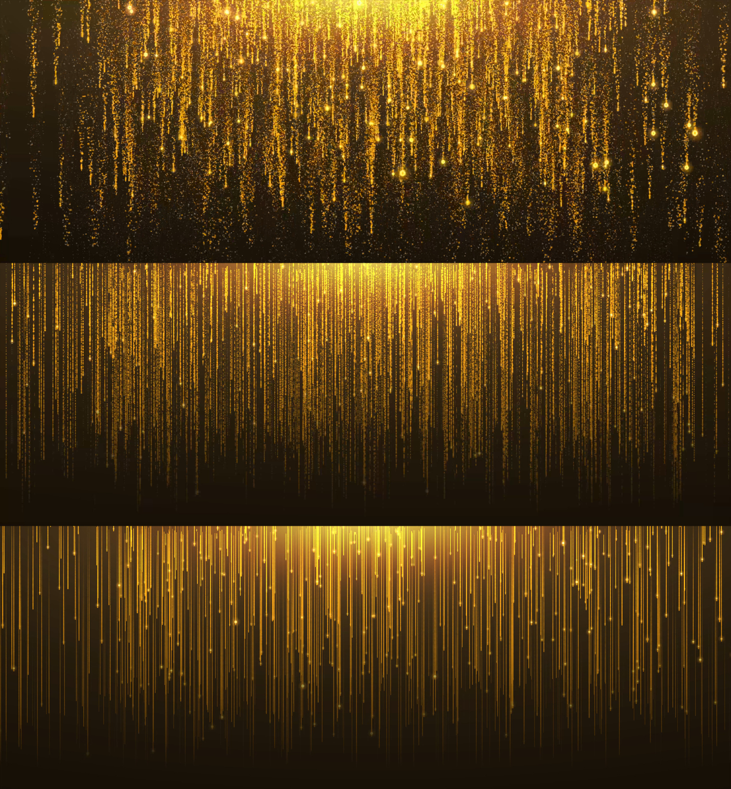 3组超宽屏金色粒子光线粒子瀑布