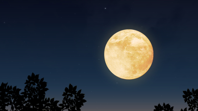 夜景月亮升起满月中秋