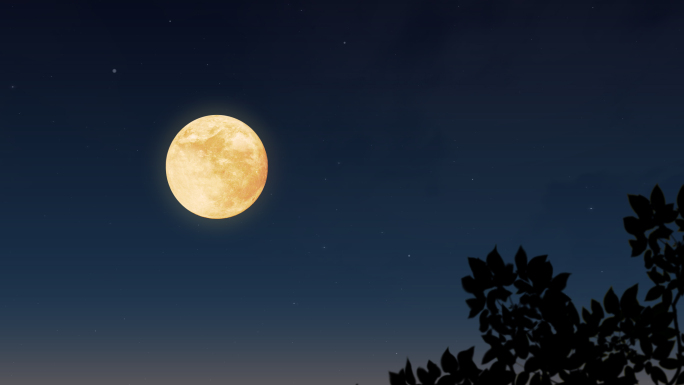 夜景月亮升起满月中秋