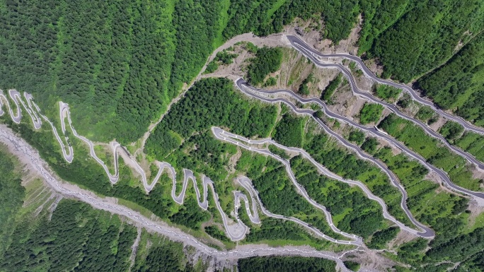 航拍四川独库公路雅安宝康线盘山公路