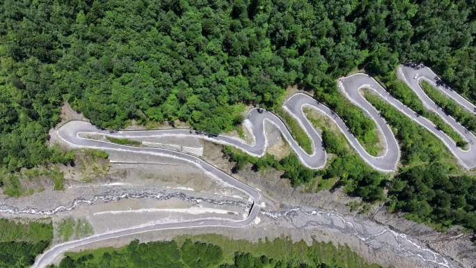 航拍四川独库公路雅安宝康线盘山公路