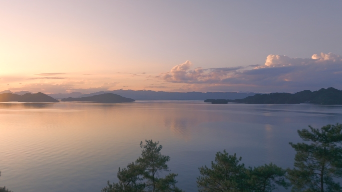 航拍杭州淳安千岛湖风光