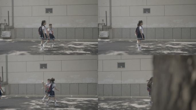 小学生 女孩 小朋友 玩耍 放学 奔跑