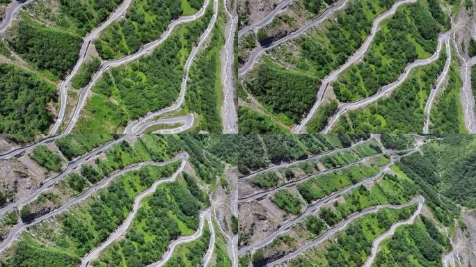 航拍四川独库公路雅安宝康线盘山公路