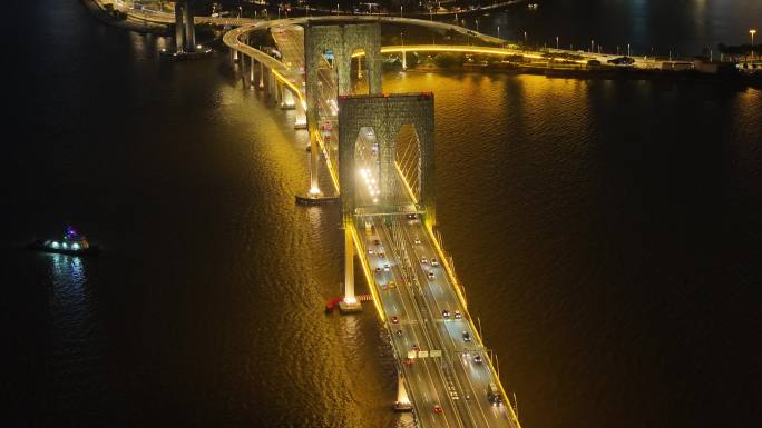 澳门西湾大桥夜景航拍