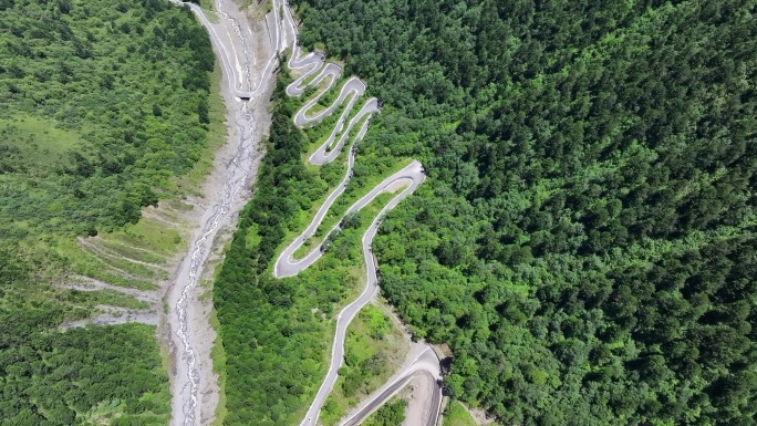 航拍四川独库公路雅安宝康线盘山公路