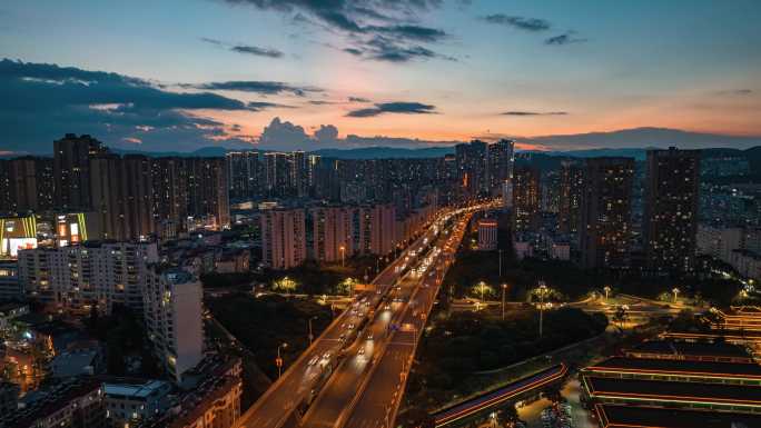 【5K】金星立交航拍延时，繁华的城市夜景