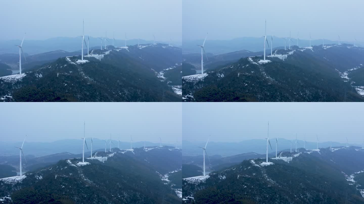 4K神仙岭风力发电新能源雪景空镜航拍