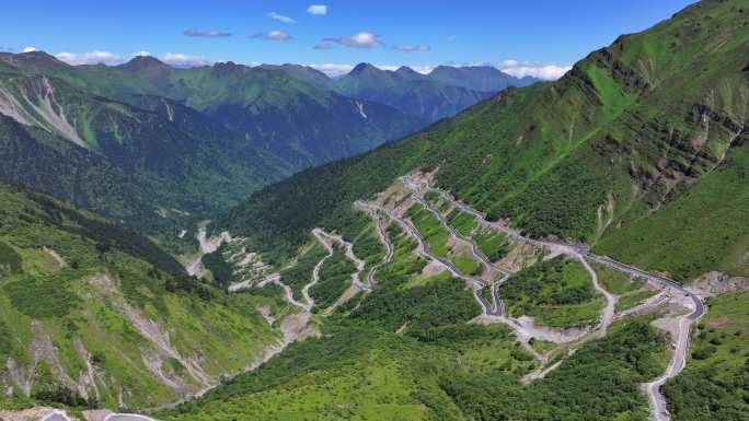 航拍四川独库公路雅安宝康线盘山公路