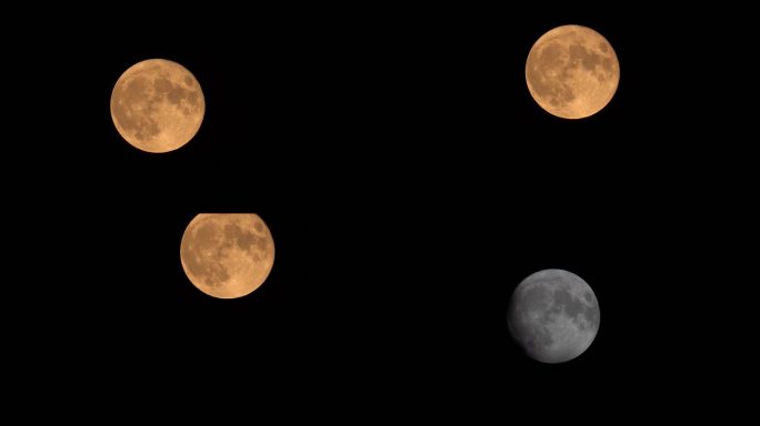 实拍4K红月亮蓝月亮超级大月亮中秋月亮