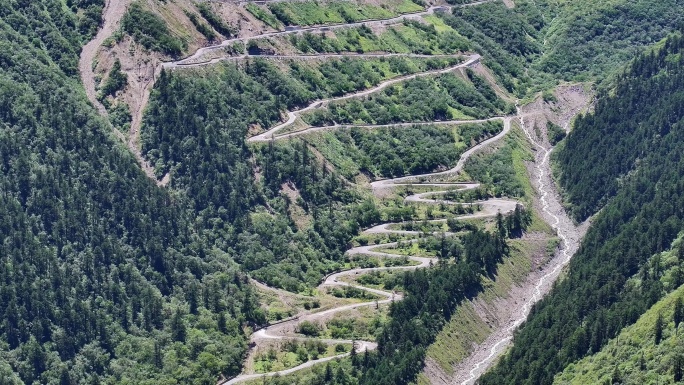 航拍四川独库公路雅安宝康线盘山公路