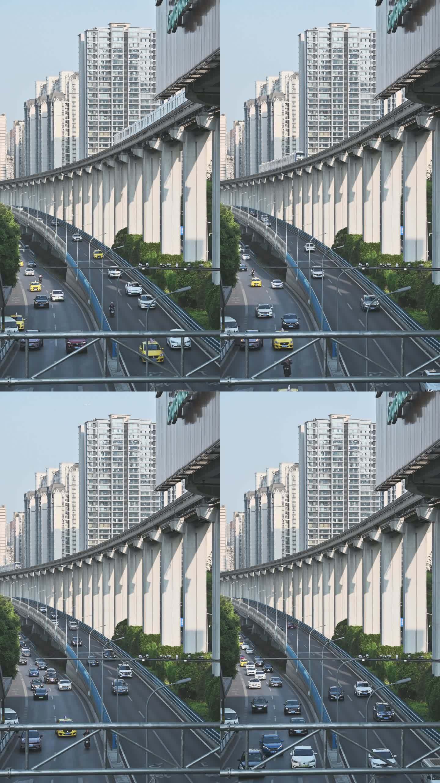 重庆高架桥地铁轻轨轨道交通视频竖版