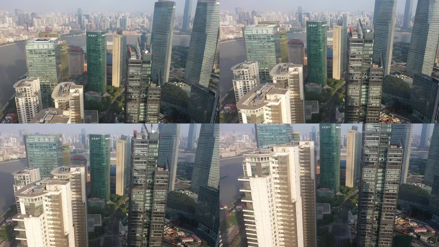 4K原素材-航拍上海陆家嘴金融区