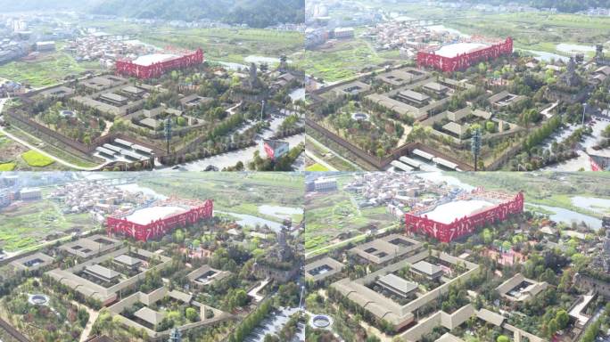 4K宁乡炭河里青铜文化博物馆空镜航拍