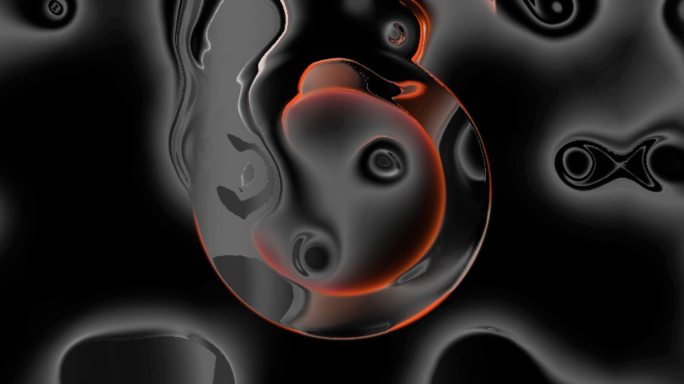宽屏流体橙色黑白液态融合金属背景投影8