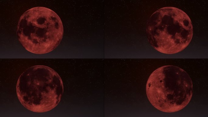 4k红月亮月球旋转