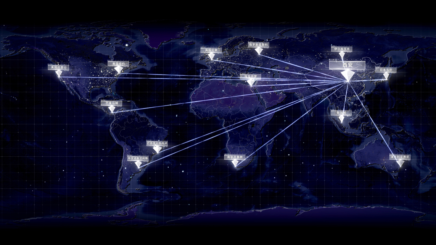 陕西西安辐射全国全球地图