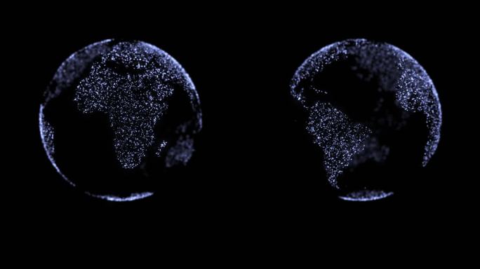 3D粒子地球旋转 循环 带透明通道