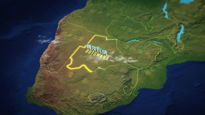 博茨瓦纳地形地图（AE模板）