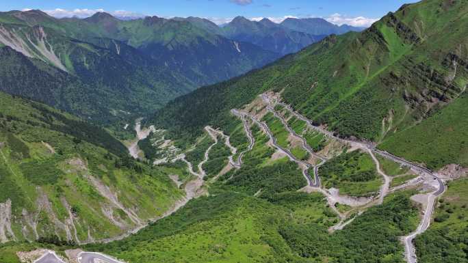 航拍四川独库公路雅安宝康线盘山公路