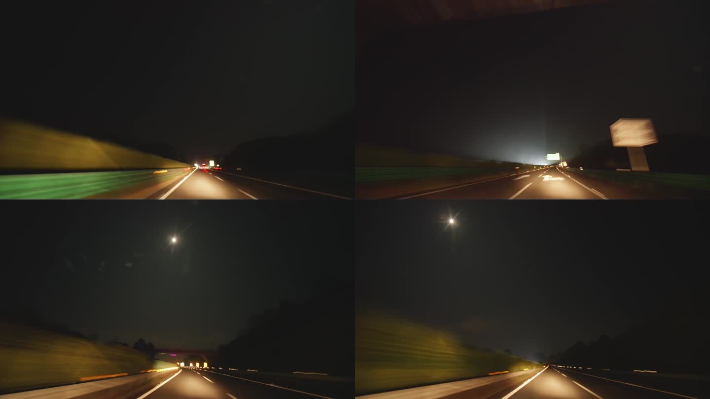 夜晚高速公路开车视角