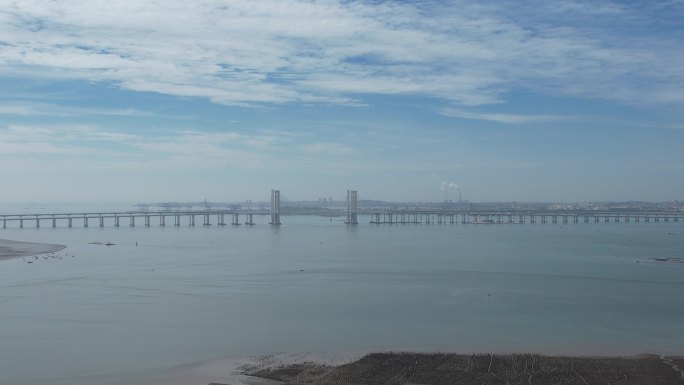 福建泉州东海泉州湾大海风光航拍