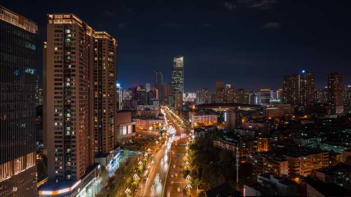 【5K】昆明市中心拓东路夜景航拍延时