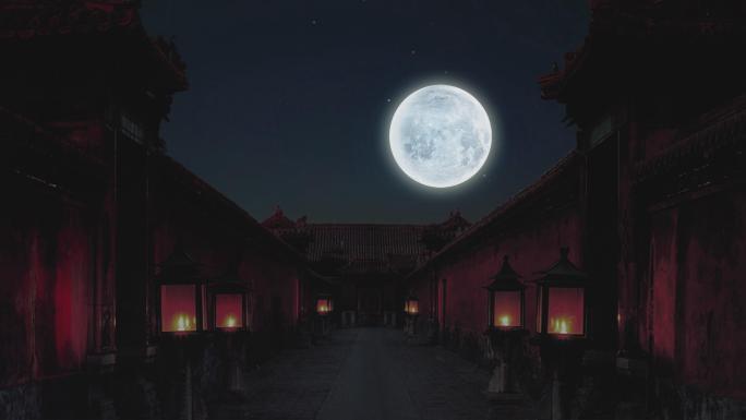 【4K】唯美意境古建筑明月
