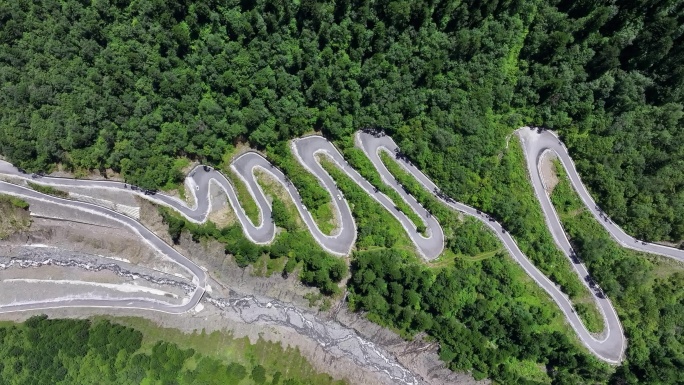 航拍四川独库公路雅安宝康线盘山公路