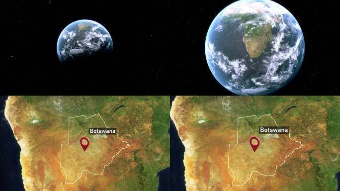 博茨瓦纳国家地图从太空到地球的缩放
