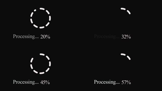 加载条圈，下载圈加载画面像素化进度动画加载传输下载0-100%