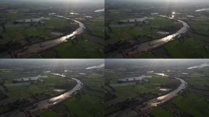 为了防止雨季的洪水，正在修建运河和大坝。日期:2021年5月14日，泰国乌泰他尼省。