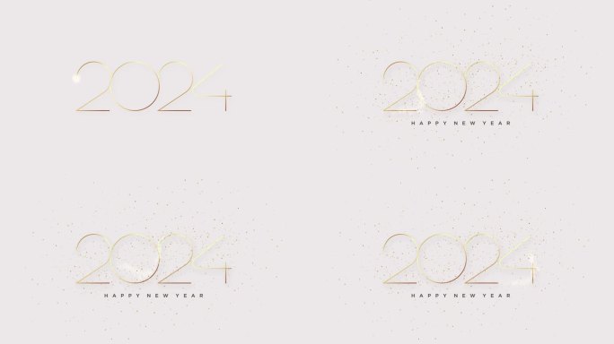 电影黄金数字2024新年快乐。庆祝背景和问候迎接即将到来的2024年新年。