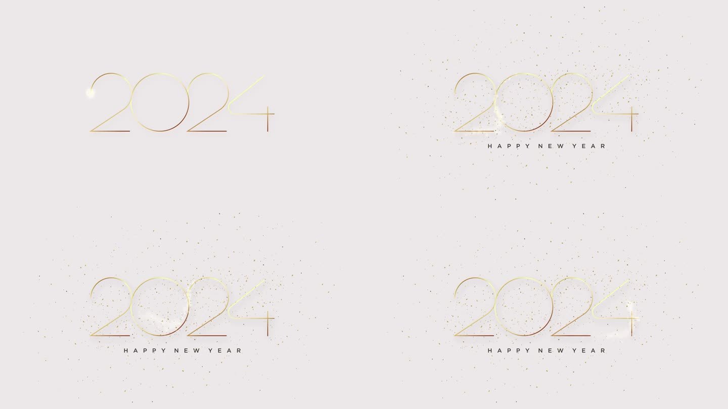 电影黄金数字2024新年快乐。庆祝背景和问候迎接即将到来的2024年新年。