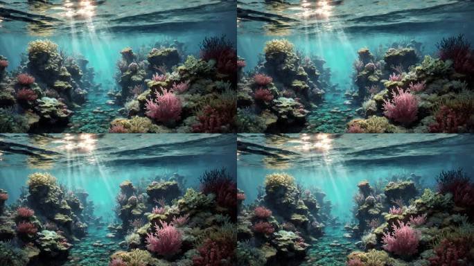 热带珊瑚礁植物的海底背景