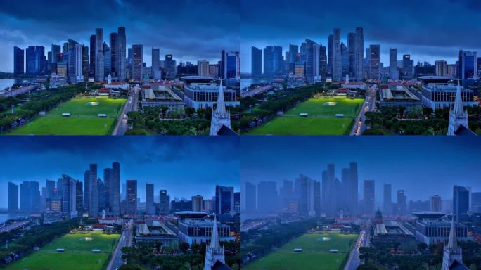 新加坡的天际线新加风光延时亚洲四小龙