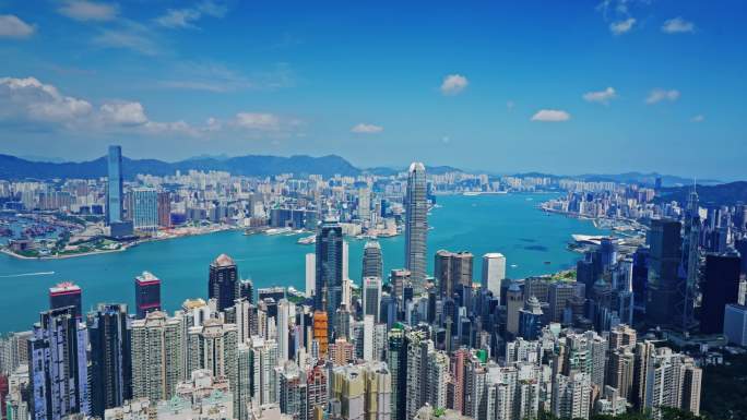 【正版素材】香港大景全景大气俯拍7246