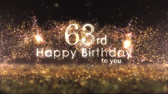 用金色的纸屑和微粒祝福63岁生日快乐，63岁生日，生日庆祝