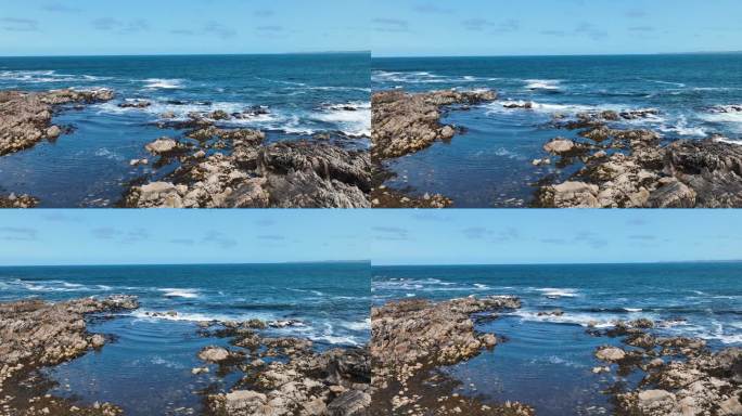 爱尔兰多尼戈尔郡大西洋波伦斯特利芬海滩的岩石航拍视频