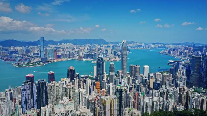 【正版素材】香港大景全景大气俯拍7242