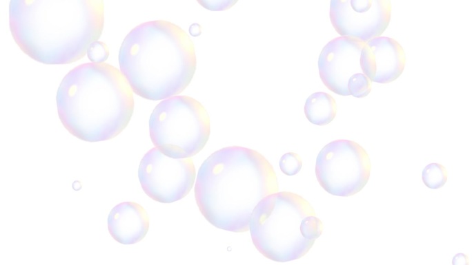 升起的白色泡泡(白色背景)肥皂泡