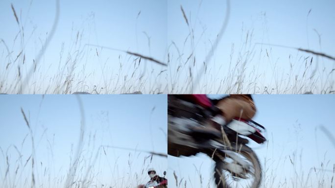潜入惊险的冒险世界，作为一个无所畏惧的摩托车手执行一个重力挑战飞跃的镜头，超越边界的野生和翠绿的草原