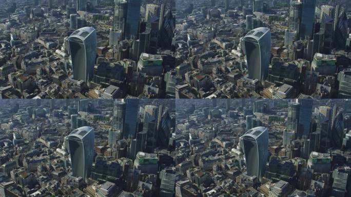 伦敦著名地标鸟瞰图。拥有现代摩天大楼的城市金融区。英格兰。英国。用红色武器8K拍摄。