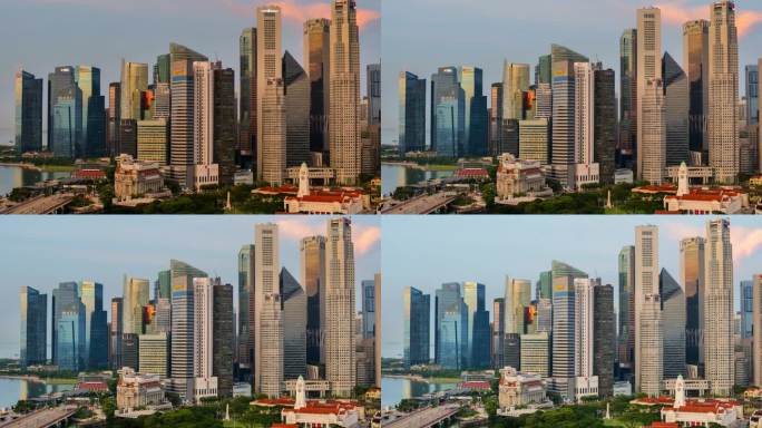 新加坡的天际线大楼集群观光景点鸟瞰全景