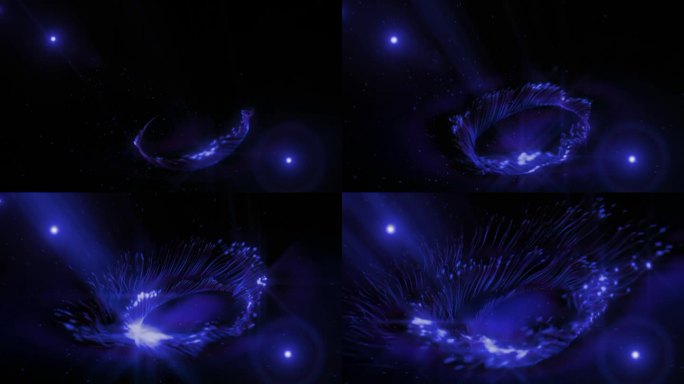 蓝色发光循环灯和射线动画