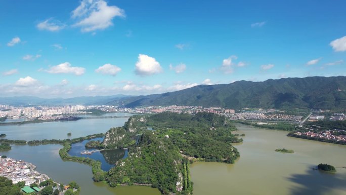 中国肇庆市七星洞鸟瞰图