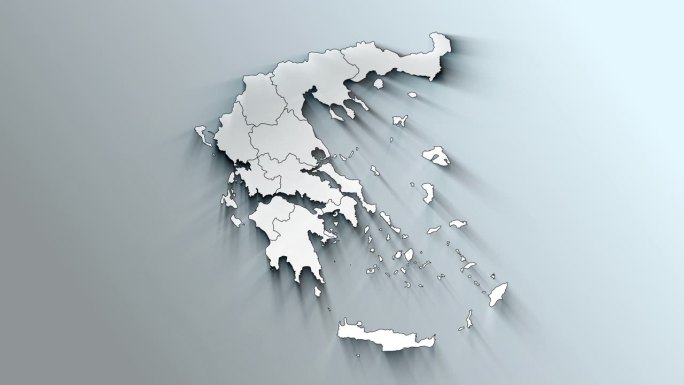 带区域的现代希腊白色地图