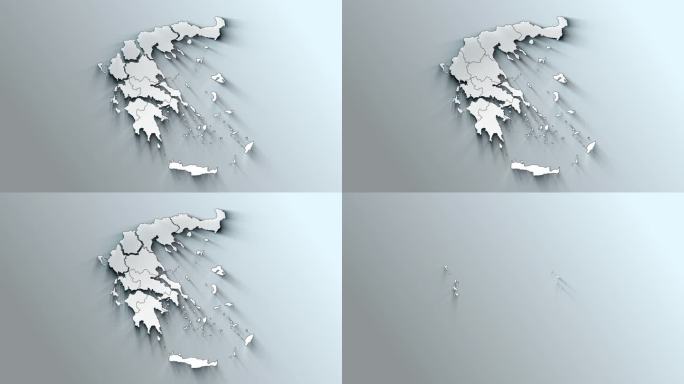 带区域的现代希腊白色地图